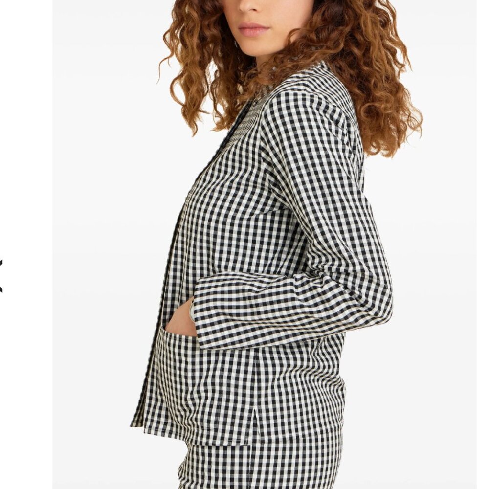 Agnès B. Paris Gingham Button-Up Shirt Black White Size 1/Small - Picture 7 of 14